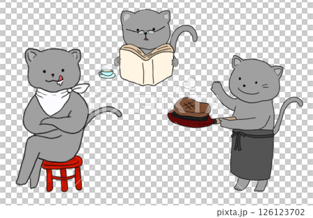 三人のクロネコ 126123702