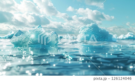 Ice Melting into the Sea. Generative AI 126124046