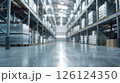 Warehouse background. Generative AI 126124350
