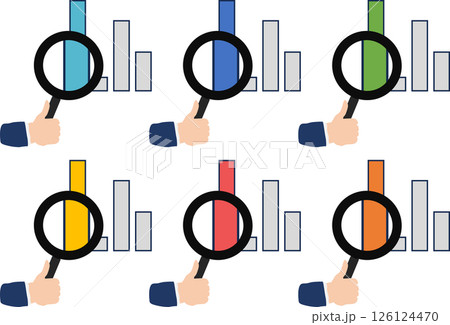 棒グラフのグラフィック素材イラストセット 棒グラフのグラフィック素材イラストセット 126124470