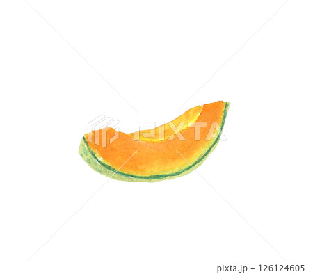 水彩絵の具で描いた赤肉メロンのイメージ 126124605