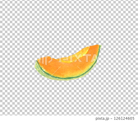 水彩絵の具で描いた赤肉メロンのイメージ 126124605