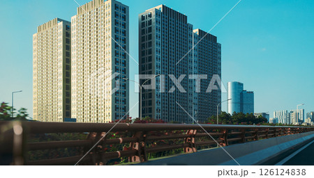 Chengdu, Sichuan, China. High-rise Houses Elevated View Cityscape Skyline. Urban Residential Areas. Real Estate, Development Industry. Clear Blue Sky. Chengdu Is Capital City Of Chinese Province Of 126124838