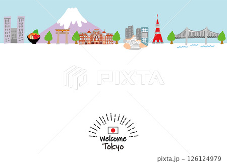 東京の観光地の街並み手描きフラットイラスト3 東京の観光地の街並み手描きフラットイラスト3 126124979