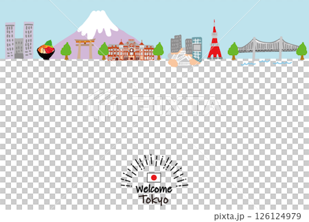 東京旅遊景點城市景觀手繪平面插畫3 126124979