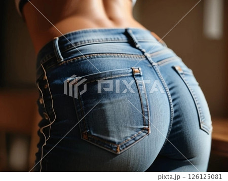 ジーンズを着る女性のヒップライン 126125081