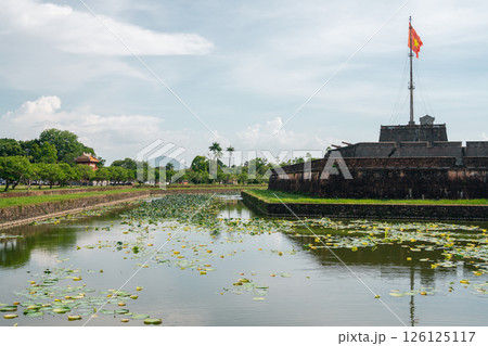Hue Imperial City Royal Palace garden in Hue, Vietnam 126125117