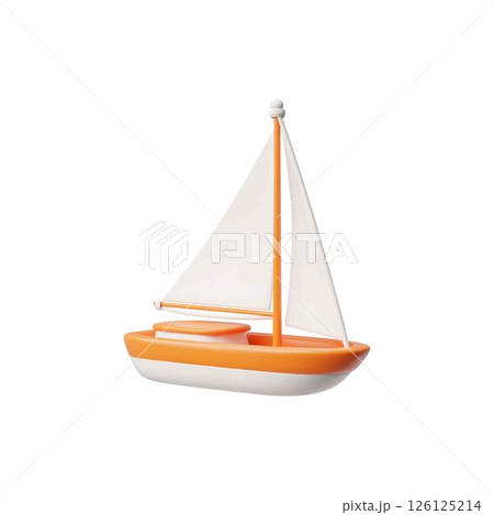 3d vector illustration of sailing ship, isolated icon. 3d vector illustration of sailing ship, isolated icon. 126125214