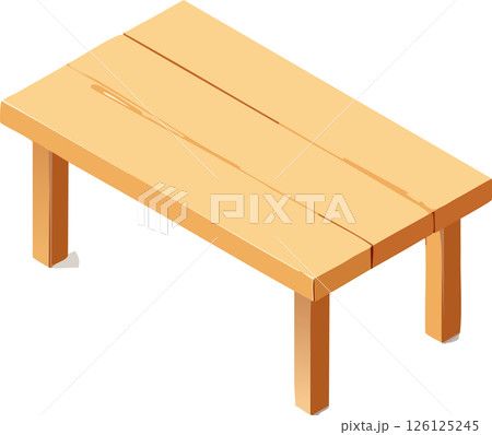 A soft brown cartoon table with clean edges and a flat design. Displayed on white background, perfect for presentations, mockups, and editorial design purposes. 126125245