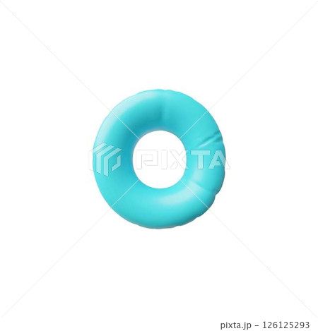 English alphabet uppercase letter O from blue air inflated balloon 3D vector icon, consonant type volume Latin font sign 126125293