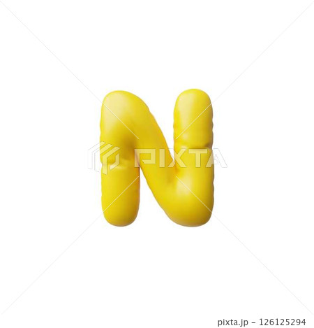 English alphabet uppercase letter N from yellow air inflated balloon 3D vector icon, consonant type volume Latin font English alphabet uppercase letter N from yellow air inflated balloon 3D vector icon, consonant type volume Latin font 126125294