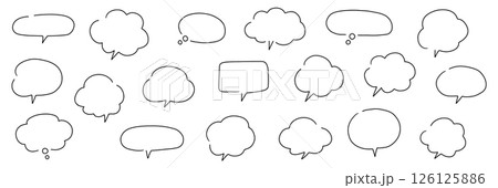 手描きの吹き出しのベクターイラストセット。ふきだし、フレーム、おしゃれ、手書き、シンプル 126125886