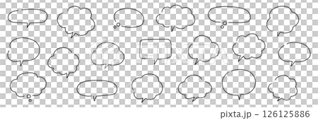 手描きの吹き出しのベクターイラストセット。ふきだし、フレーム、おしゃれ、手書き、シンプル 126125886