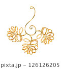 Gold curl, ribbons in vibrant collection. Hand-painted in watercolor with gold paint accents. Isolate element is presented for decorating, designing textile, wallpaper, prints, packaging 126126205