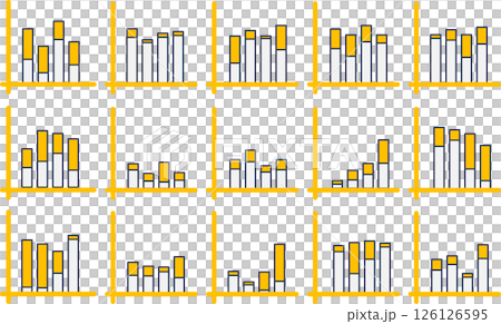 Bar graph graphic material illustration set Bar graph graphic material illustration set 126126595