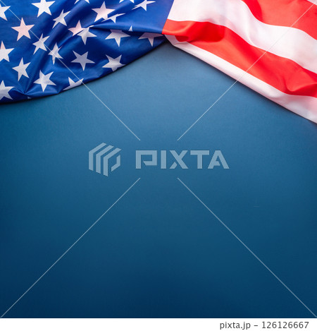 Blue background with American flag. Blue background with American flag. 126126667