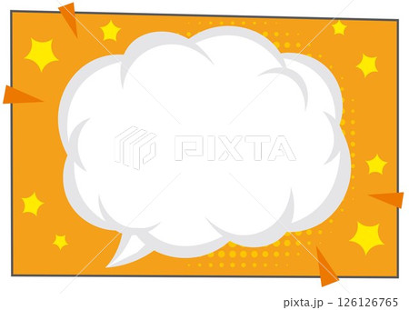アメコミ風のモコモコふきだしフレーム オレンジ背景 アメコミ風のモコモコふきだしフレーム オレンジ背景 126126765