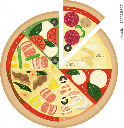 色々なピザの集合 126126807