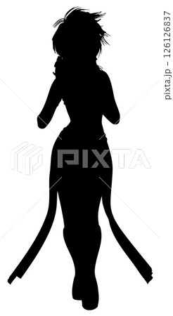 Warrior Girl Running with Gun Silhouette 126126837