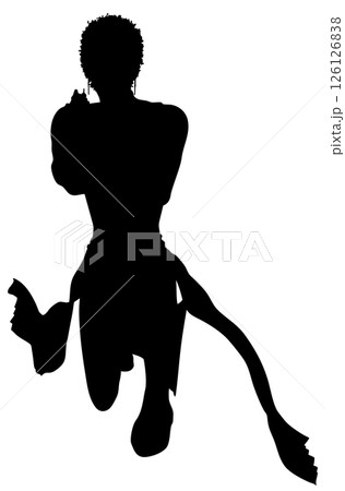 Warrior Girl Running with Gun Silhouette 126126838