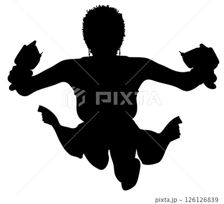 Warrior Girl Running with Gun Silhouette 126126839