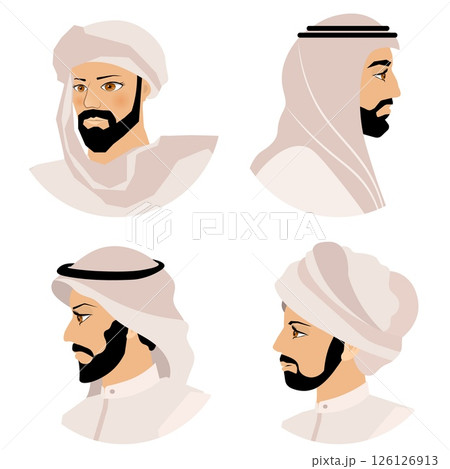 Vector people. Avatar. A set of avatars of Arab men in traditional clothing. Vector Vector people. Avatar. A set of avatars of Arab men in traditional clothing. Vector 126126913