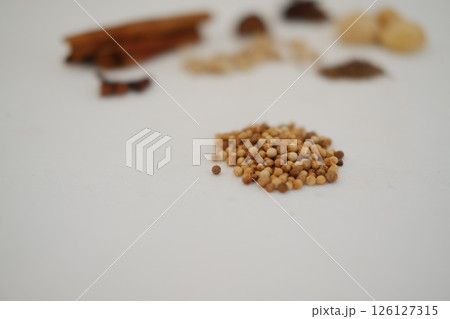 spices and herbs on a white background 126127315