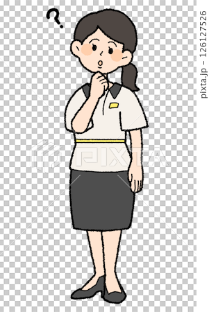 一名身穿整容公司製服、有問號的女子 一名身穿整容公司製服、有問號的女子 126127526