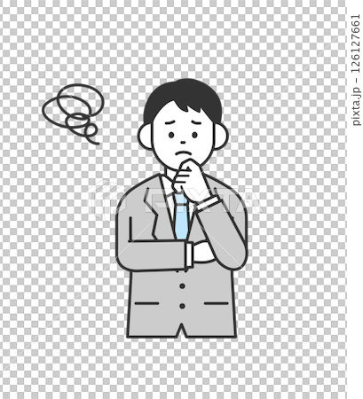 困っている若いビジネスマンのイラスト　ベクター 126127661
