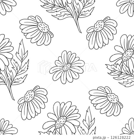 Monochrome cute pattern. Pattern for textiles in hand draw style Monochrome cute pattern. Pattern for textiles in hand draw style 126128222