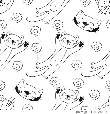 Monochrome cute pattern. Pattern for textiles in hand draw style Monochrome cute pattern. Pattern for textiles in hand draw style 126128303