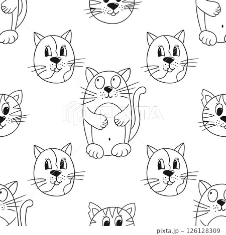 Monochrome cute pattern. Pattern for textiles in hand draw style Monochrome cute pattern. Pattern for textiles in hand draw style 126128309