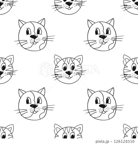 Monochrome cute pattern. Pattern for textiles in hand draw style Monochrome cute pattern. Pattern for textiles in hand draw style 126128310