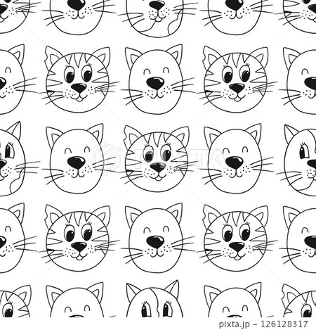 Monochrome cute pattern. Pattern for textiles in hand draw style Monochrome cute pattern. Pattern for textiles in hand draw style 126128317