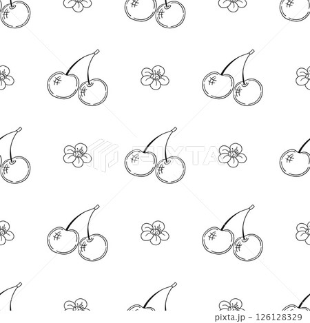Monochrome cute pattern. Pattern for textiles in hand draw style Monochrome cute pattern. Pattern for textiles in hand draw style 126128329