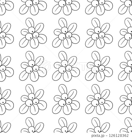 Monochrome cute pattern. Pattern for textiles in hand draw style 126128362
