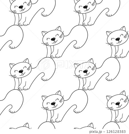 Monochrome cute pattern. Pattern for textiles in hand draw style 126128383