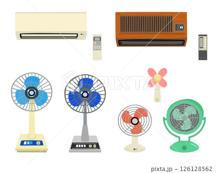 昭和レトロなエアコンと扇風機のイラストイメージ 126128562
