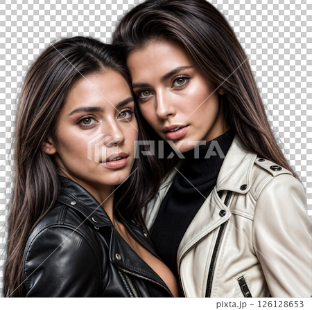 Portrait of two twin girls Portrait of two twin girls 126128653