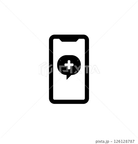 Medical Help Cell Phone, Emergency Call Solid Flat Vector Icon Isolated on White Background 126128787