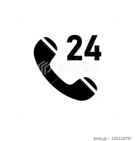 All Day Customer Support Call Center Solid Flat Vector Icon Isolated on White Background 126128797