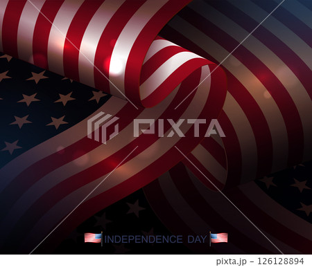 Festive composition with elements of the wavy American flag 126128894