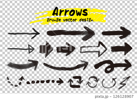 Set of hand drawn arrows. Doodle brush strokes vector illustration. Set of hand drawn arrows. Doodle brush strokes vector illustration. 126128907