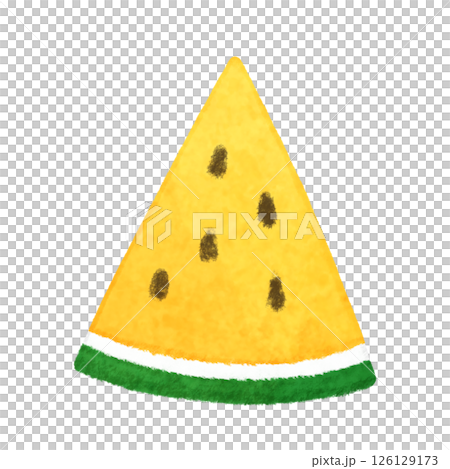 切成三角形的黃色西瓜的插圖 126129173