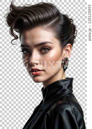 Portrait of a girl with a stylish hairstyle Portrait of a girl with a stylish hairstyle 126129955