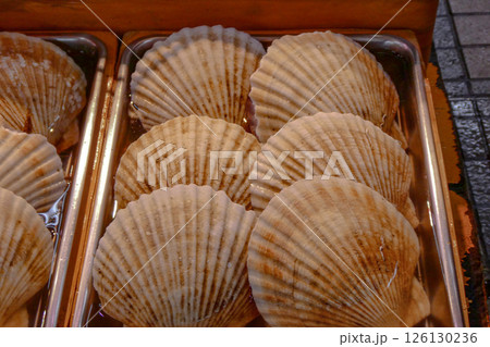 八戸の八食センターのホタテ貝 126130236