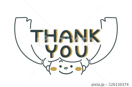 Thank You ありがとうの文字とツインテールの女の子のイラスト 126130374