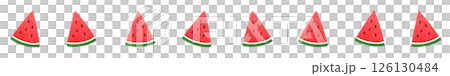 A line of watermelon cut into triangles A line of watermelon cut into triangles 126130484