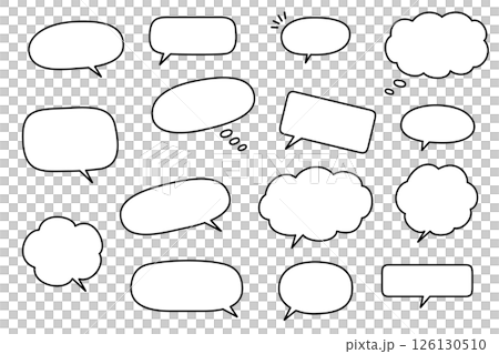 Set of cute hand-drawn illustrations of speech bubbles 126130510