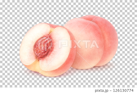 桃子插畫水彩白桃子 126130774